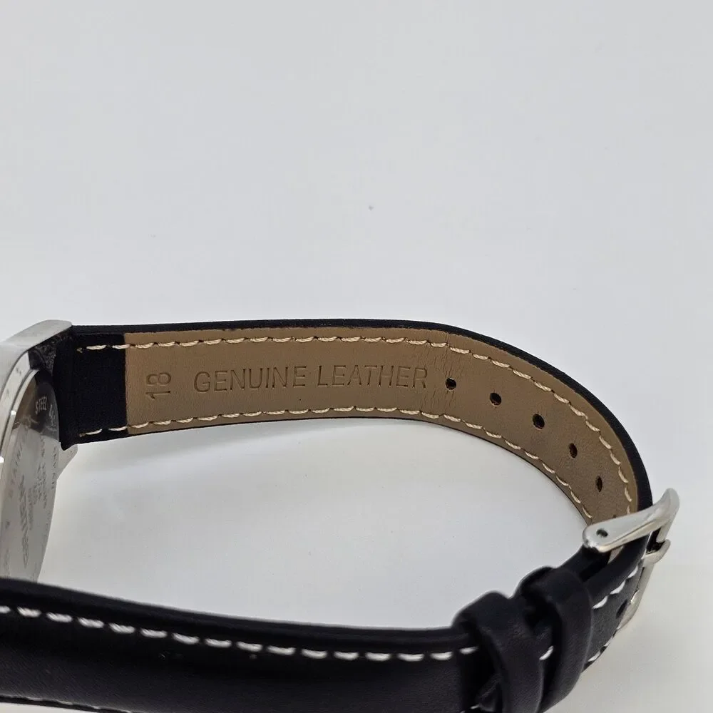 Gruen Women's Watch 36MM White Dial New Black White Leather Bands New‎ Battery